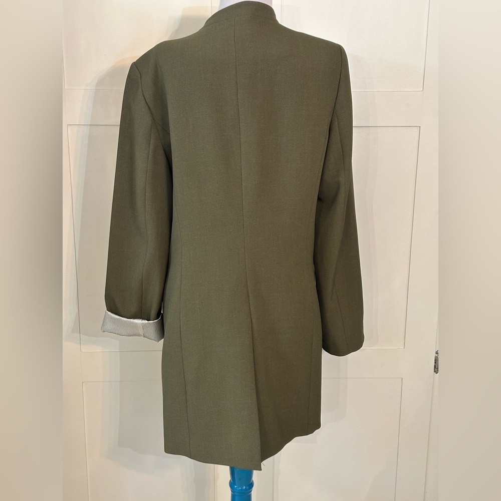 Olive Green Calvin Klein Long Open Blazer 14 - Picture 3 of 8